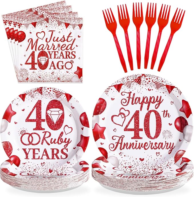 96Pcs 40th Wedding Anniversary Party Decorations by Greencian
