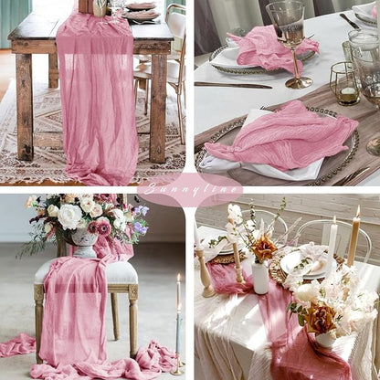 Cheesecloth Table Runner 10FT Dusty Rose Runner - Image 6