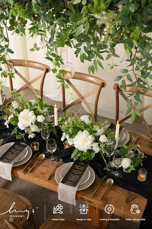 Ling's Moment Black Gauze Cheesecloth Table Runner, 14FT | Sheer Cheese Cloth - Image 5