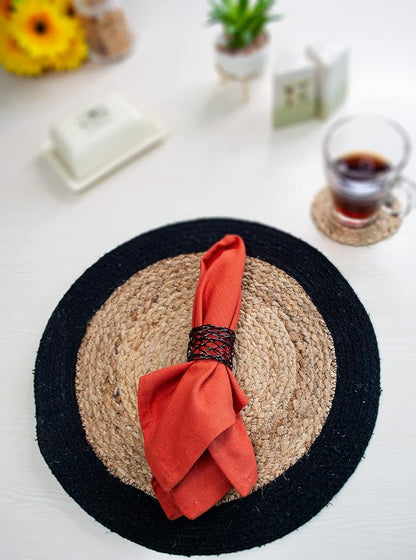 Round Verona Woven Jute & Cotton Braided PLACEMAT, Size -15” Round, Color - Image 6