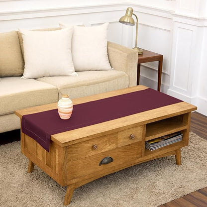Solino Home Cotton Linen Table Runner Wine, Hemstitch Collection 14 x 48 in | by SolinoHome
