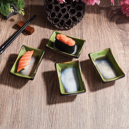 Porcelain Dipping Bowl Set of 4, 3.4" Rectangular Small Soy Sauce Dishes | - Image 2
