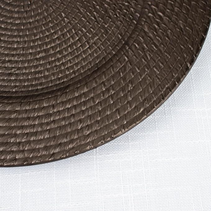 Efavormart 12-Pack Acrylic Charger Plates 13" Round Natural Brown - Image 7