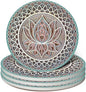 Mandala Coasters for Drinks,Doawbang Absorbent Ceramic Stone Coasters Set of 4 Cork Base Marble Art Cups Table Mats for Home Decor (Green)