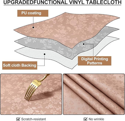 Smiry Rectangle Table Cloth, Waterproof Heavy Duty Vinyl Tablecloths, Wipeable Washable Table Cover for Kitchen and Dining Room (Tan, 60" X 84")