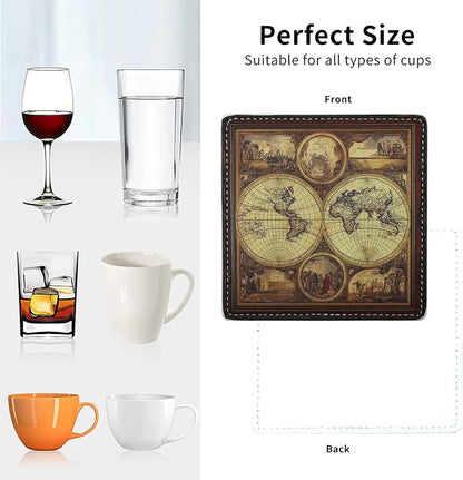 Marble Coasters Square Leather Drinks Coaster Set - Image 5
