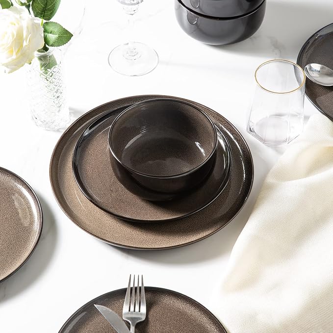 LERATIO Ceramic Dinner Plates Set of 4, 10.5 Inch Reactive Glaze Plate Sets | - Image 3