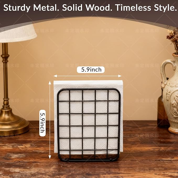 Napkin Holder for Table, Farmhouse Wood Napkins Holder - Image 4