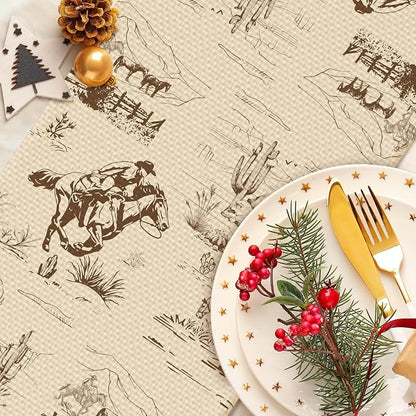 Cowboy Farm Table Runner Seasonal Spring Fall Kitchen Dining Linen Table - Image 4