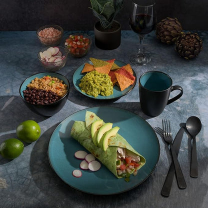 Gibson Elite Soho Lounge 16-Piece Round Reactive Glaze Stoneware Dinnerware Set - Image 6