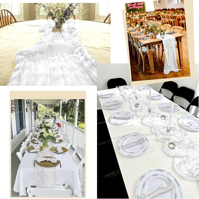 15 Pack White Table Runner 17 x 108inch Cheesecloth Table Runner Boho Gauze - Image 7