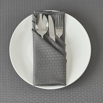 maxmill Cloth Napkins Weaved Texture Pattern Soft Comfortable and Luxury Serviette for Restaurant Family Dinners Weddings Parties and Banquets Set of 4 Pieces, 20 x 20 Inch Charcoal Gray