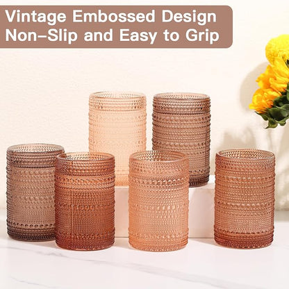 JOVGANK Venus Vintage Hobnail Drinking Glasses Set of 6, Water Tumbler 15oz - Image 5