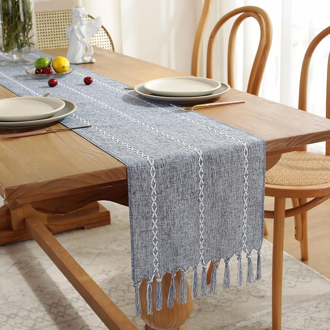 Rustic Boho Table Runner, Farmhouse Table Runners 72 Inches Long - Image 4