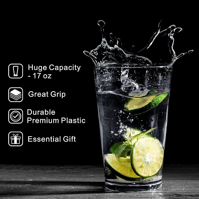 JGIRL Unbreakable Plastic Drinking Glasses, 16 Ounces | 16 oz plastic Tumbler - Image 3