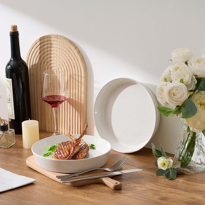 LIANYU 34oz Pasta Bowls, Ceramic Dinner Plate Bowls Set of 4 | 8.7’’ Wide - Image 2