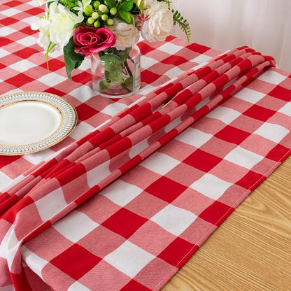 ShinyBeauty Checked Tablecloth Rectangle 54x80-Inch Red and White Buffalo Plaid - Image 5