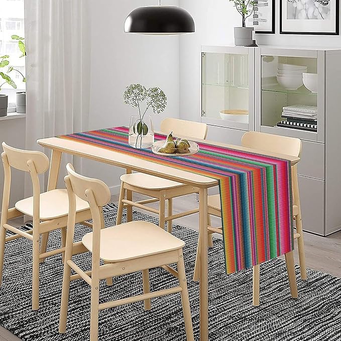 YCness Mexican Striped Table Runner Mexican Poncho Pattern Traditional National - Image 5