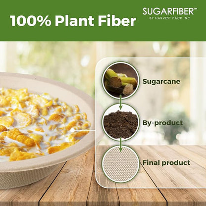 12oz Compostable Paper Bowls Disposable Round Natural Cereal Bowl, Biodegradable - Image 3