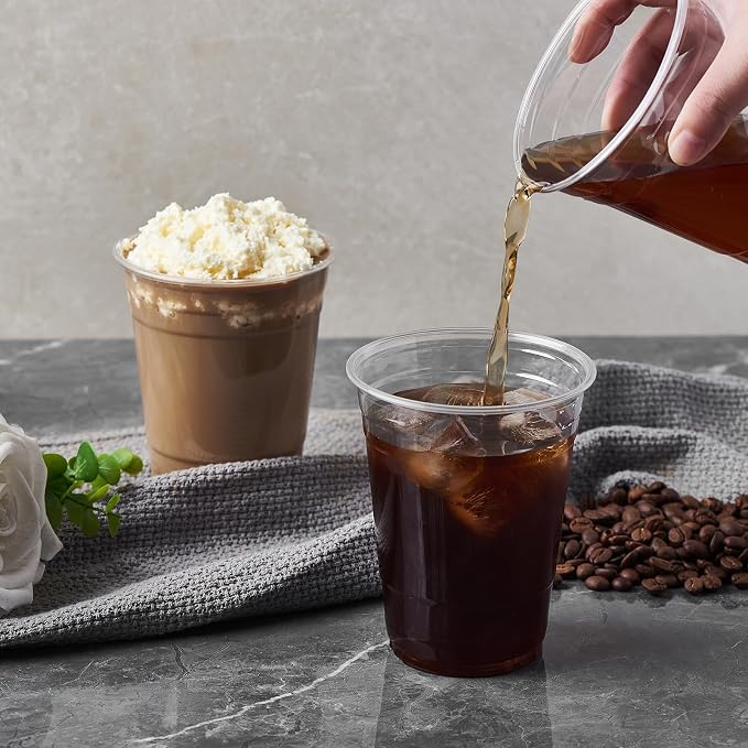 FULING Clear Plastic Cups With Lids Disposable Cups - Image 3