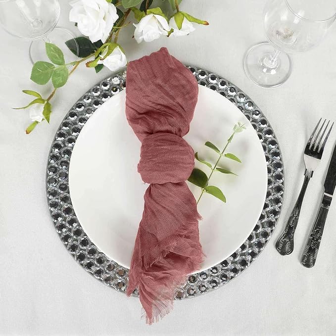 Efavormart 5 Pack 24"x19" Mauve Matte Gauze Cheesecloth Napkins, Vintage Cotton - Image 6