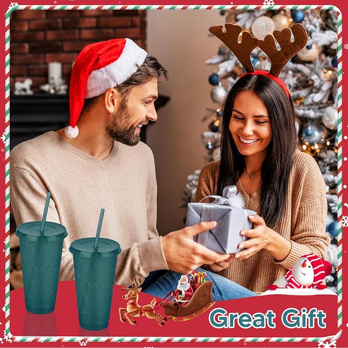 24 Pack Plastic Tumblers With Lids and Straws, Reusable Colorful Cups - Image 8