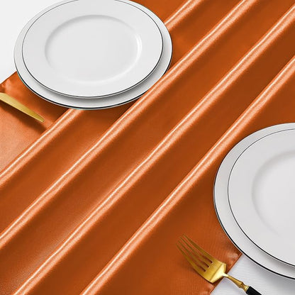 Manyshofu Burnt Orange Satin Table Runner 12x108 - Image 5