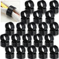Zhehao 50 Pcs Wood Napkin Rings Bulk Acacia Handmade Dining Table Napkin Holder Buckles for Winter Spring Valentine's Day Wedding Dinner Harvest Holiday Table Decoration(Round,Black)