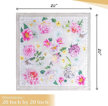 Maison d' Hermine Cloth Napkins Set of 4 100% Cotton Everyday Reusable Square Napkins Cloth Washable Dinner Party Wedding Restaurant Valentines Day Decorations Spring/Summer (Pivoine, 20" x 20")