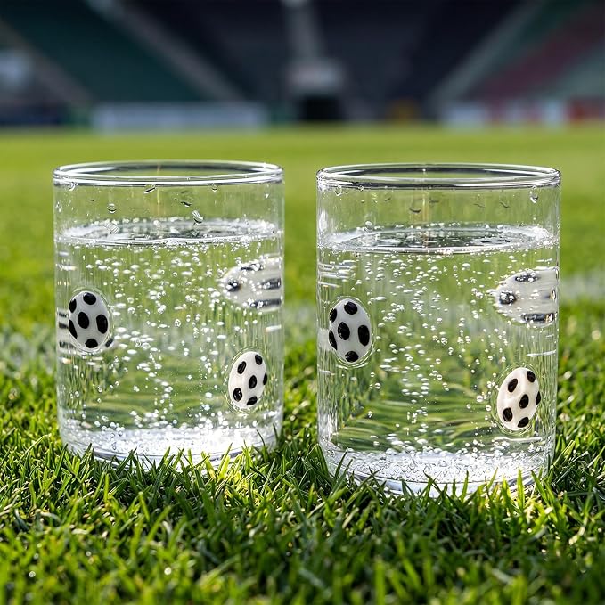 SiliFine 2 Pcs Soccer Icon Juice Glasses, 14oz Ball Sport Stemless Wine - Image 5
