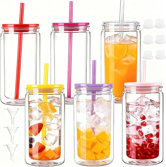 6 Pack Snow Globe Tumbler, Double Wall Plastic Reusable Cups by Alohastarttg