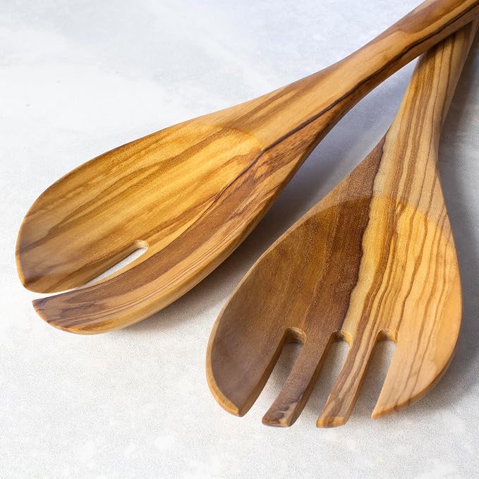 Rock & Branch Olive Wood Salad Serving Utensils, Pasta and More - Image 5