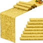 RUDONG M Gold Satin Table Runners, 12 x 108 Inch, 12 Pack | Long Silky Damask by RUDONG+M