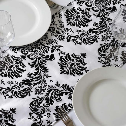 Efavormart Black Damask Flocking Premium Table Top Runner - Image 7