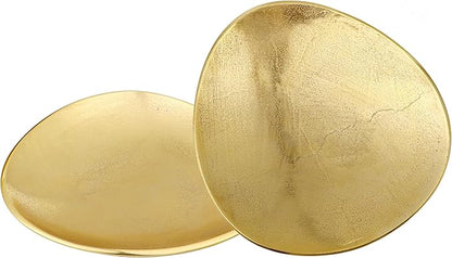 CLEENTABLE Oval Metal Serving Trays | Stylish Vanity Organizer or Catchall Valet Display | Handmade Metal Platter for Vanity Organizer Tray for Camping, BBQ, Party, Buffet, Appetizer (Gold)