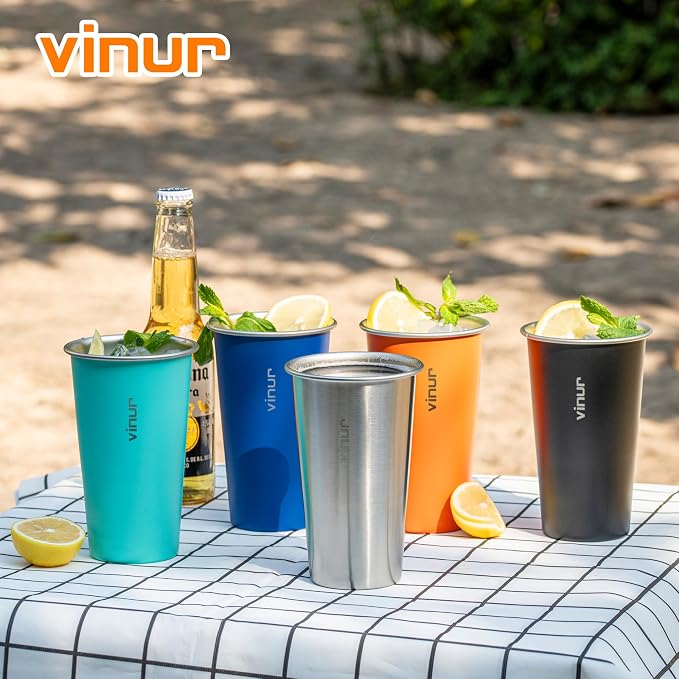 20 oz Stainless Steel Cups-Colorful Stackable Metal Drinking Glasses 4 Pcs | - Image 6