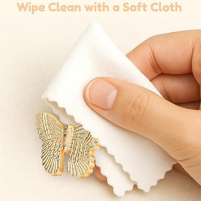 CLEENTABLE 12 Pcs Napkin Rings Set - Decorative Metal Butterfly Bling Napkin Rings Guest Napkin Buckle for Wedding, Party, Gathering, Dinner, Table, Banquet, Decoration, Gifting (Gold)