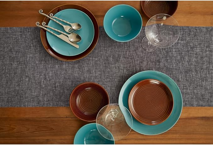 Solino Home 100% Pure Linen Table Runner Black Long, Athena 14 x 156 in | Table - Image 3