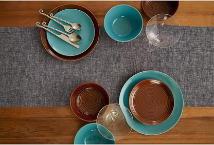 Solino Home 100% Pure Linen Table Runner Black Long, Athena 14 x 156 in | Table - Image 3