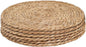 Defined Deco Woven Placemats Set of 6,12" Round Rattan Placemats,Natural Hand-Woven Water Hyacinth Placemats,Farmhouse Weave Place Mats,Rustic Braided Wicker Table Mats for Dining Table,Home,Wedding.