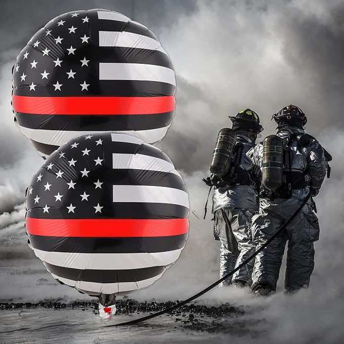 Thin Red Line Balloons-3 Pack-18 Inch-Firefighter EMT Mylar-Havercamp | Set of - Image 6