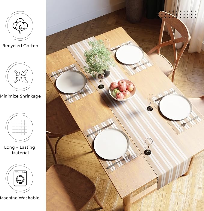 Encasa XO Dining Table Runner 13"x79" | Yarn Dyed Fine Ribbed Cotton | Franca - Image 3