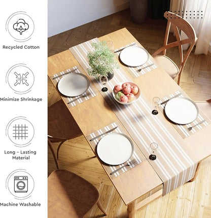 Encasa XO Dining Table Runner 13"x79" | Yarn Dyed Fine Ribbed Cotton | Franca - Image 3