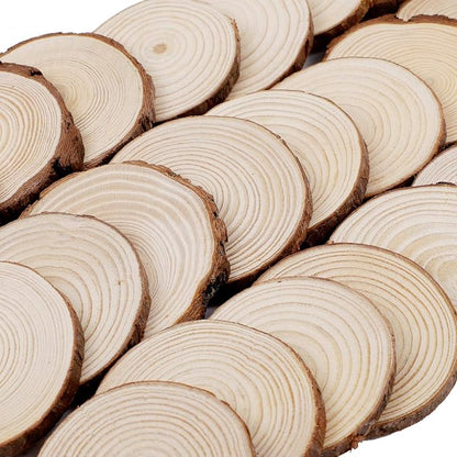 KINJOEK 24 PCS Natural Wood Slices 3.5-4 Inch - Image 2