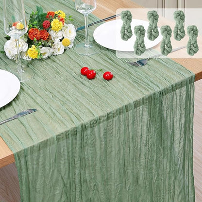 6 Pack Cheesecloth Table Runner 10Ft Christmas Gauze Boho Table Runners by Home