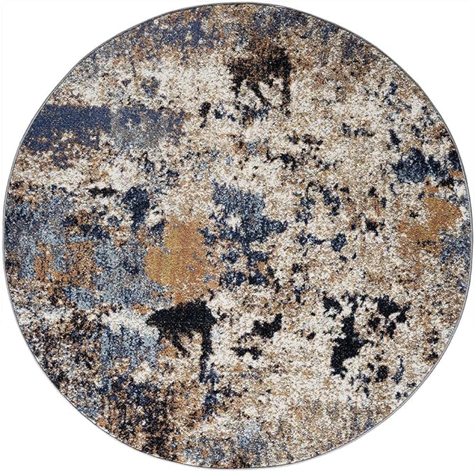 Keen Home Design Area Rugs - 8ft Round Non-Shedding, Abstract Rugs for Kitchen, Living Room, Bedroom, Dining Room, Entryway - Size: 7'10" Round, Multi