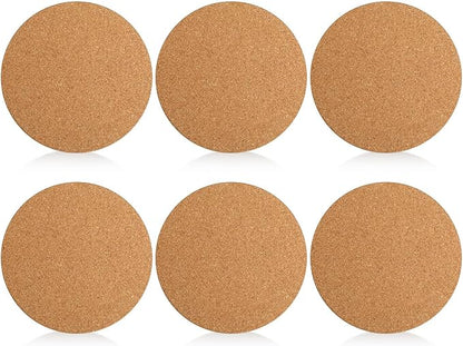 Boao 6 Pcs 8 Inch Round Absorbent Cork Coasters Wooden Cork Plant Coasters by Boao