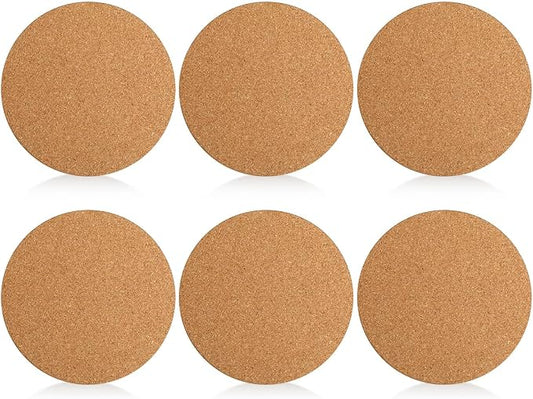 Boao 6 Pcs 8 Inch Round Absorbent Cork Coasters Wooden Cork Plant Coasters by Boao