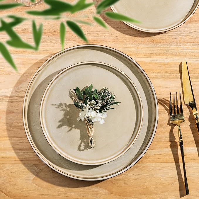 AmorArc Ceramic Dinnerware Sets, Handmade Reactive Glaze Stoneware Plates and Bowls Sets,Highly Chip and Crack Resistant | Dishwasher & Microwave Safe Dishes Set, Service for 6 (18pc)