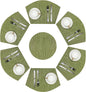 SHACOS Round Table Placemats Set of 7 Wedge Placemat with Centerpiece Round Mat Heat Resistant Table Mats Wipe Clean (7, Green)